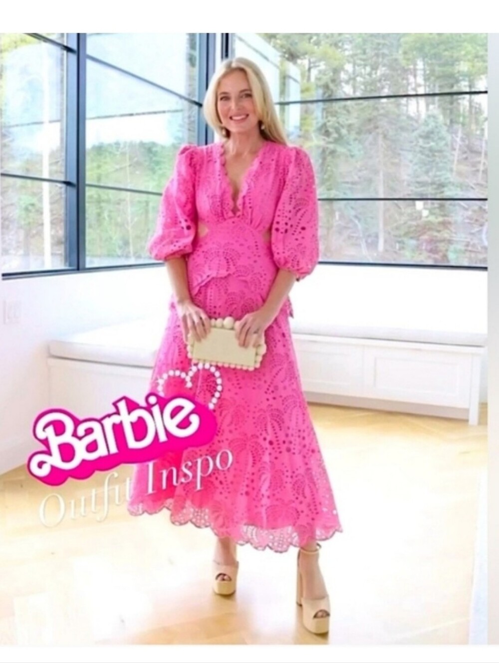 Farm Rio Pink Richilieur Mididress - Picture 2 of 8